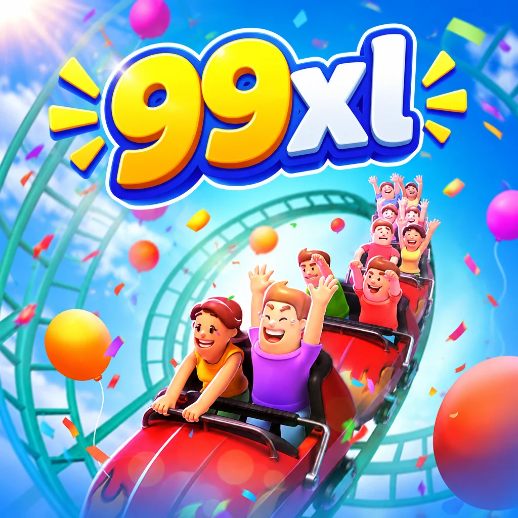 99xl menampilkan ilustrasi wahana taman hiburan dan kereta luncur Wild Coaster